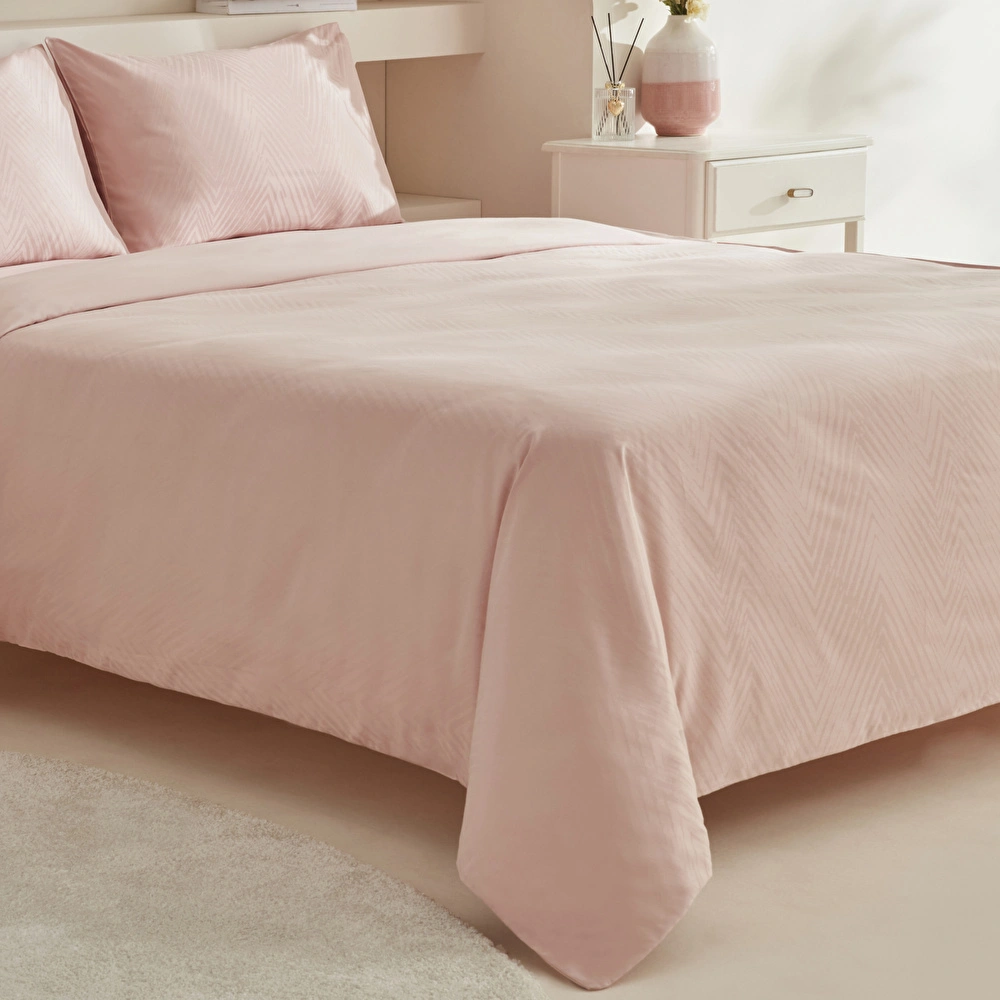 Karaca Home Charm Sion %100 Pamuk Jakarlı Saten King Size Nevresim Takımı Pudra görseli 4