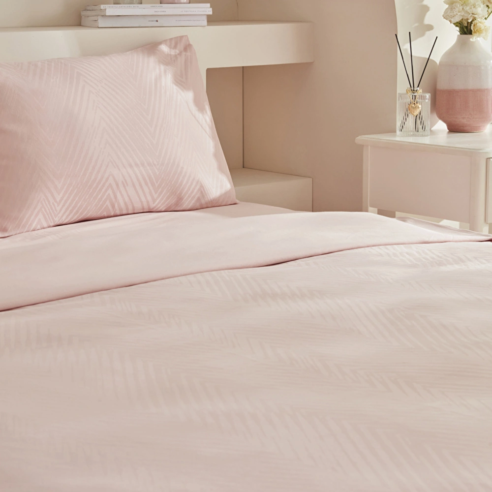 Karaca Home Charm Sion %100 Pamuk Jakarlı Saten King Size Nevresim Takımı Pudra görseli 5