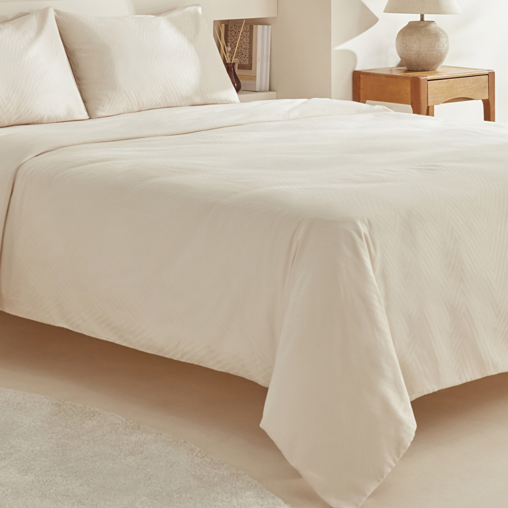 Karaca Home Sion %100 Pamuk Jakarlı Saten King Size Nevresim Takımı Ekru görseli 3