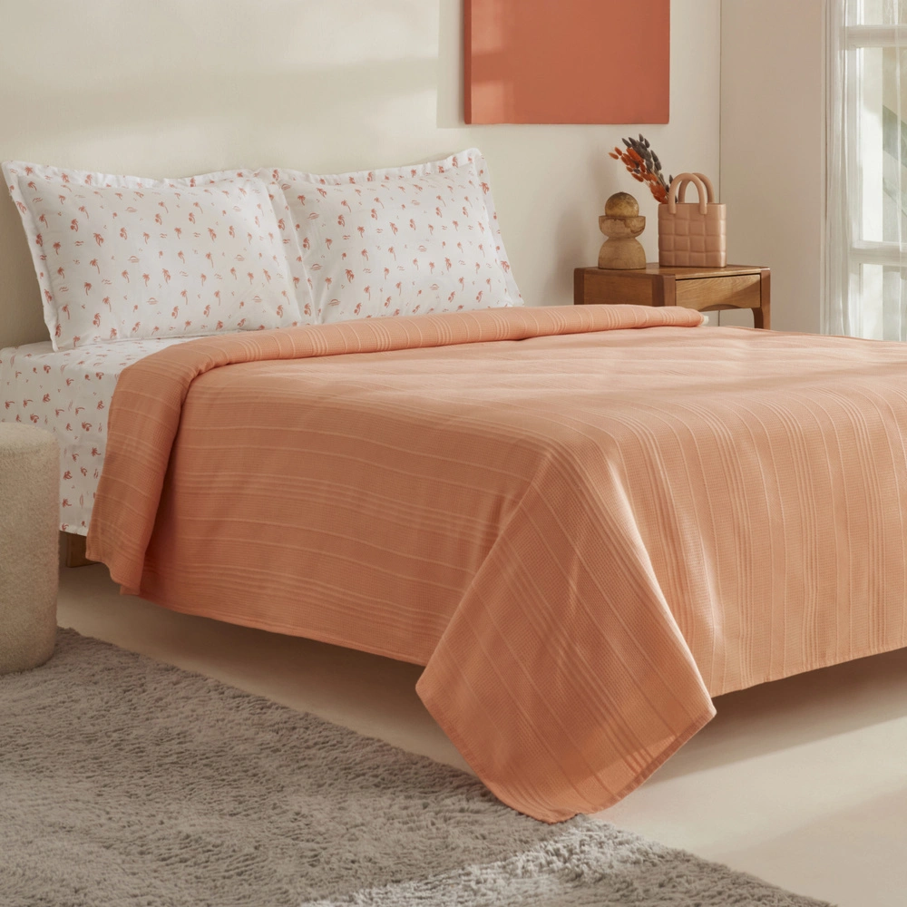 Karaca Home Joy Beach %100 Pamuk Tek Kişilik Pike Takımı Somon görseli 2