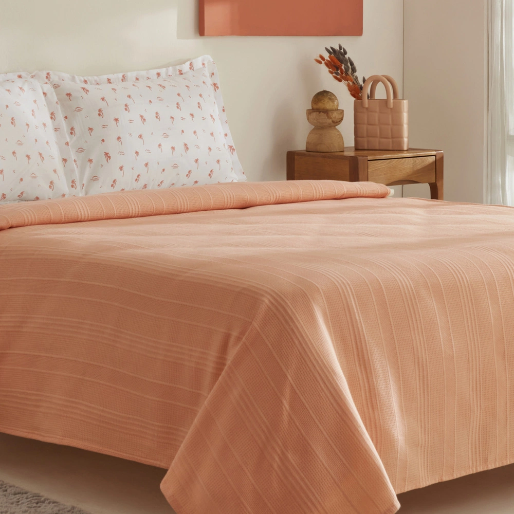 Karaca Home Joy Beach %100 Pamuk Tek Kişilik Pike Takımı Somon görseli 3