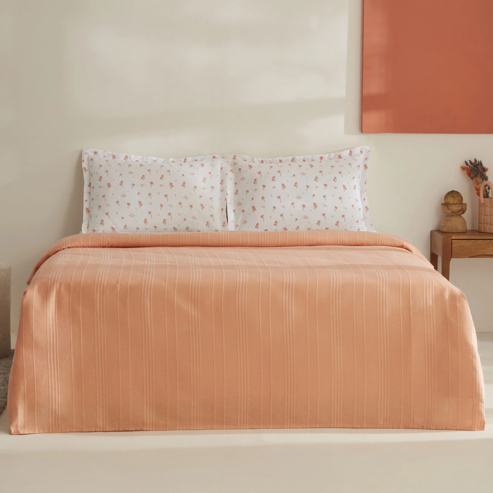 Karaca Home Joy Beach %100 Pamuk Tek Kişilik Pike Takımı Somon görseli 1