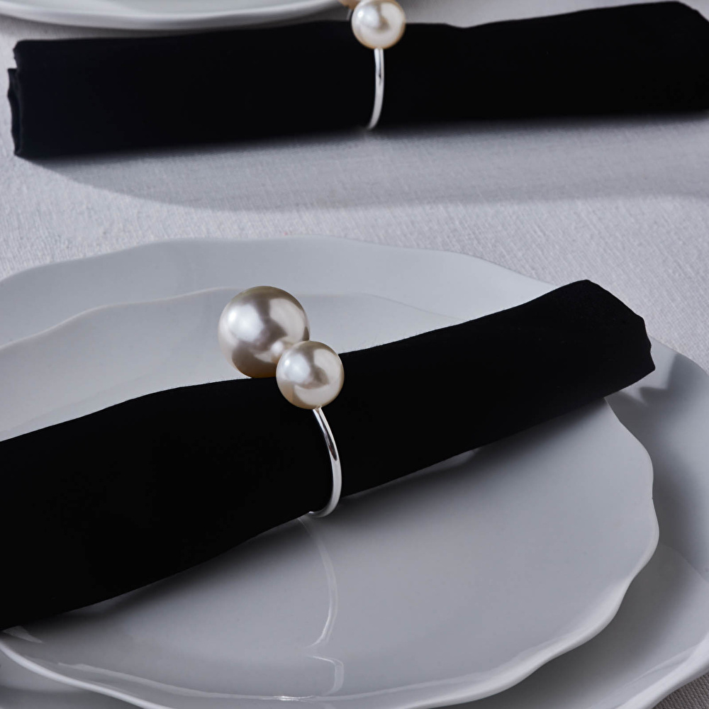 Karaca Home Pearl 2'li Peçete Yüzüğü Silver görseli 2