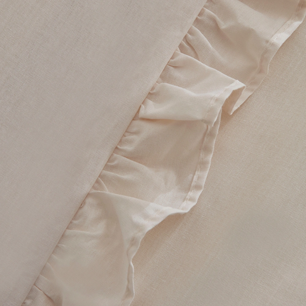 Karaca Home Pure Ruffle %100 Pamuk Çift Kişilik Fırfırlı Nevresim Takımı Ekru görseli 3