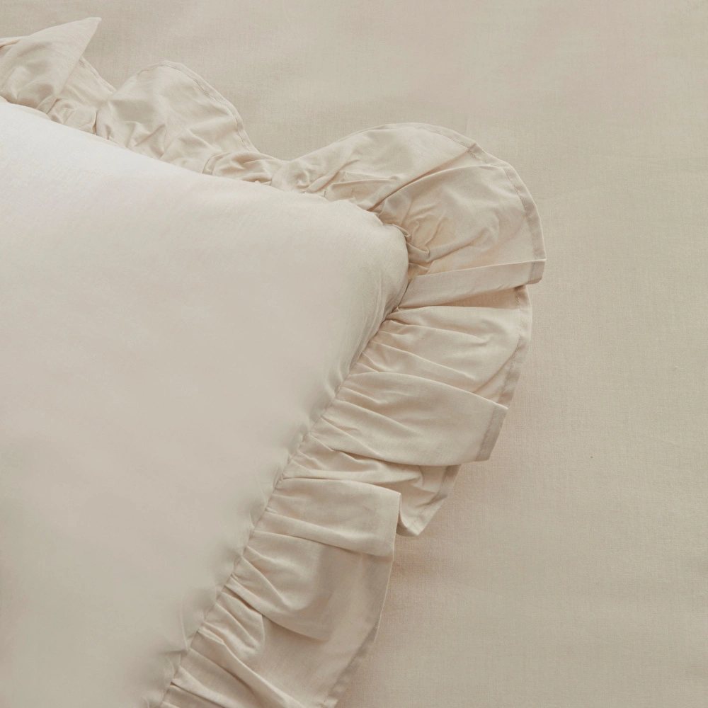 Karaca Home Pure Ruffle %100 Pamuk Çift Kişilik Fırfırlı Nevresim Takımı Ekru görseli 7