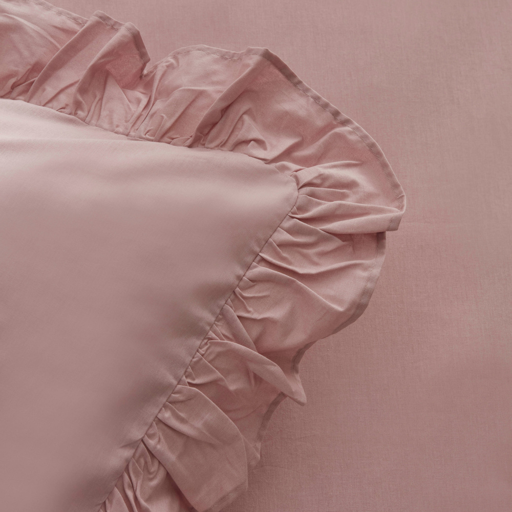 Karaca Home Pure Ruffle %100 Pamuk Çift Kişilik Fırfırlı Nevresim Takımı Pudra görseli 7