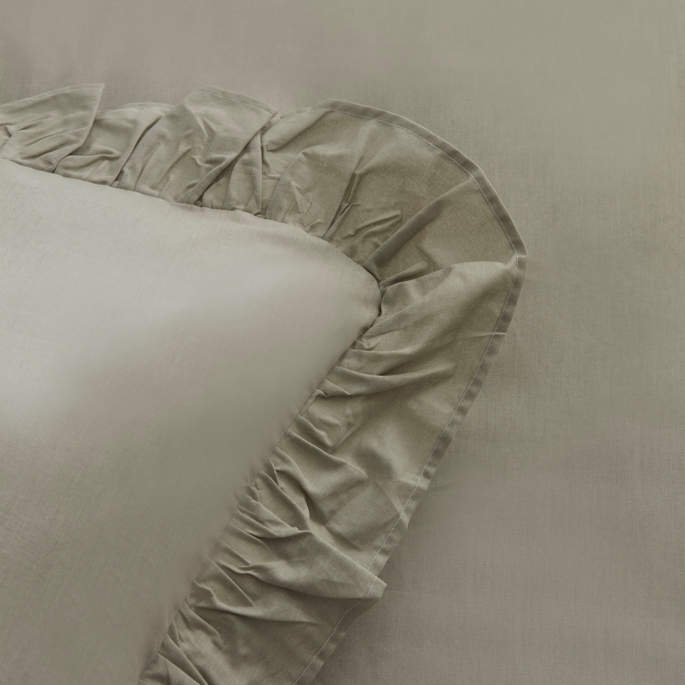 Karaca Home Pure Ruffle %100 Pamuk King Size Fırfırlı Nevresim Takımı Adaçayı görseli 7