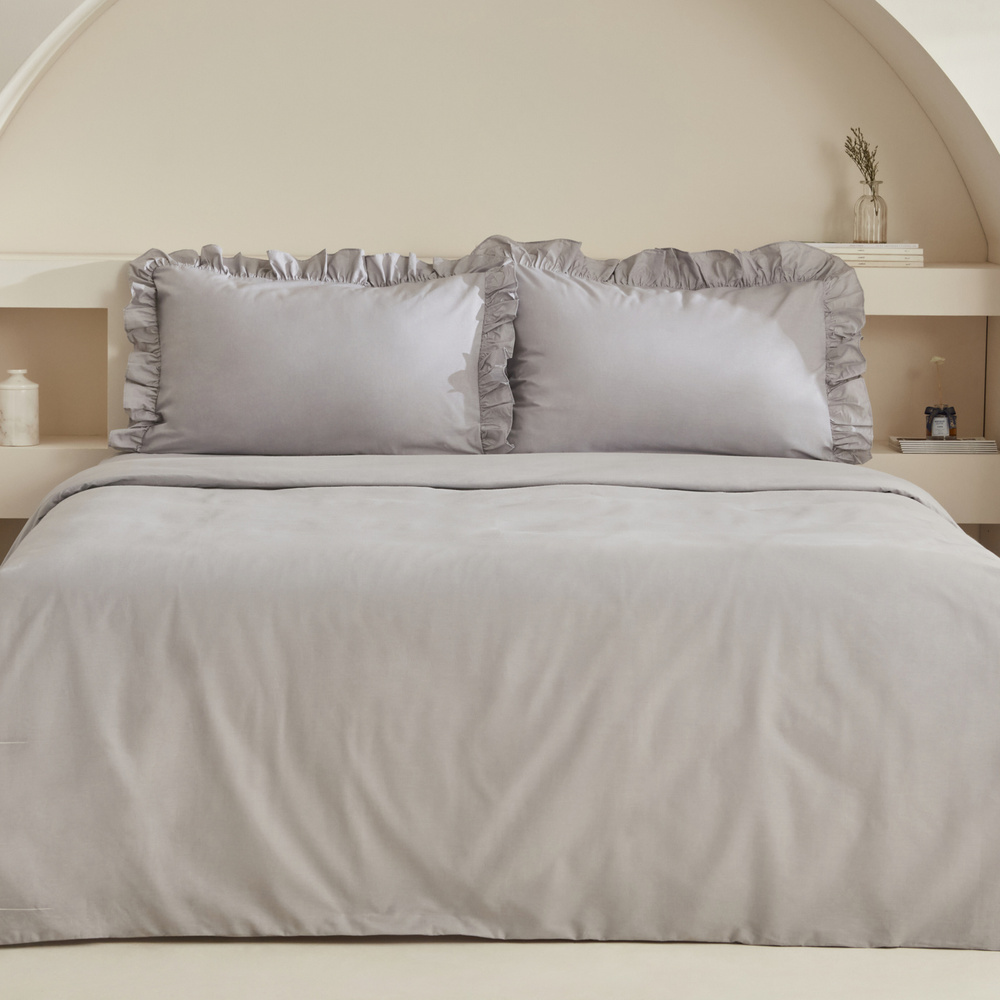 Karaca Home Pure %100 Pamuk Çift Kişilik Nevresim Takımı Gri görseli 1