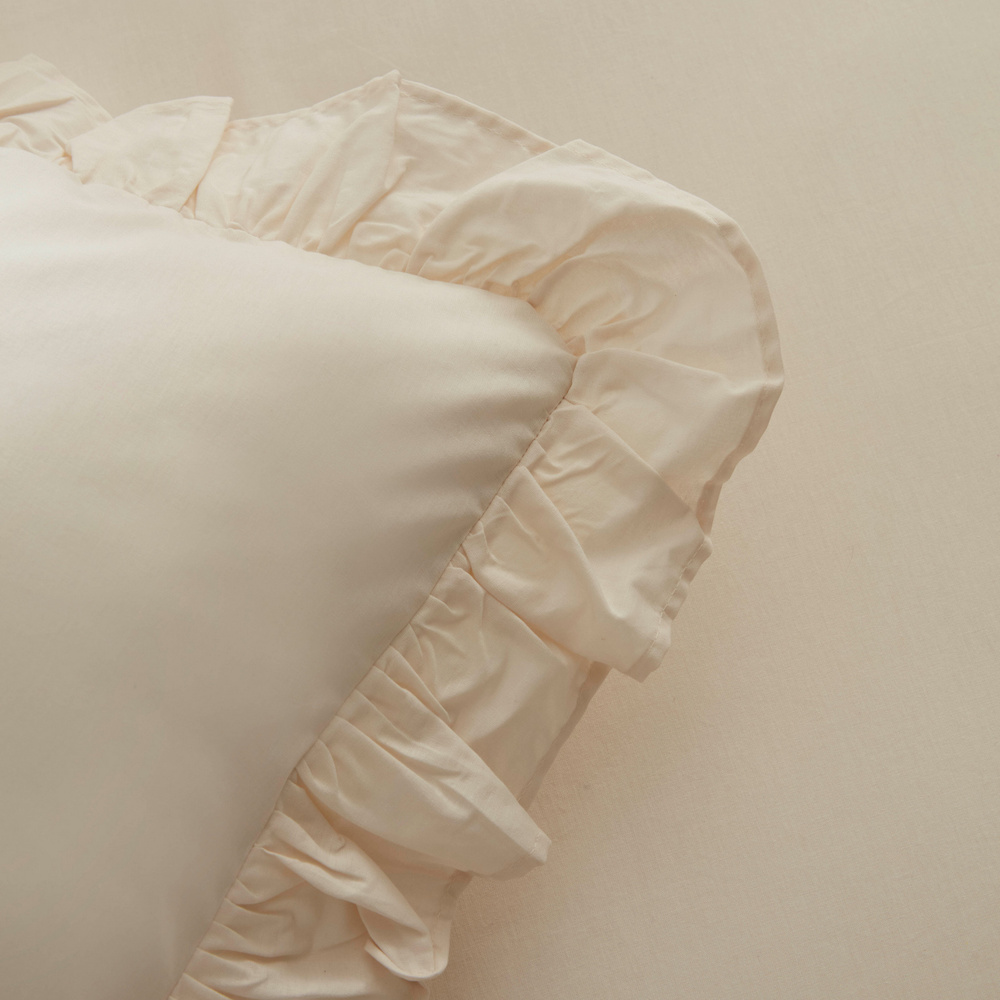 Karaca Home Pure Ruffle %100 Pamuk Tek Kişilik Fırfırlı Nevresim Takımı Açık Bej görseli 7