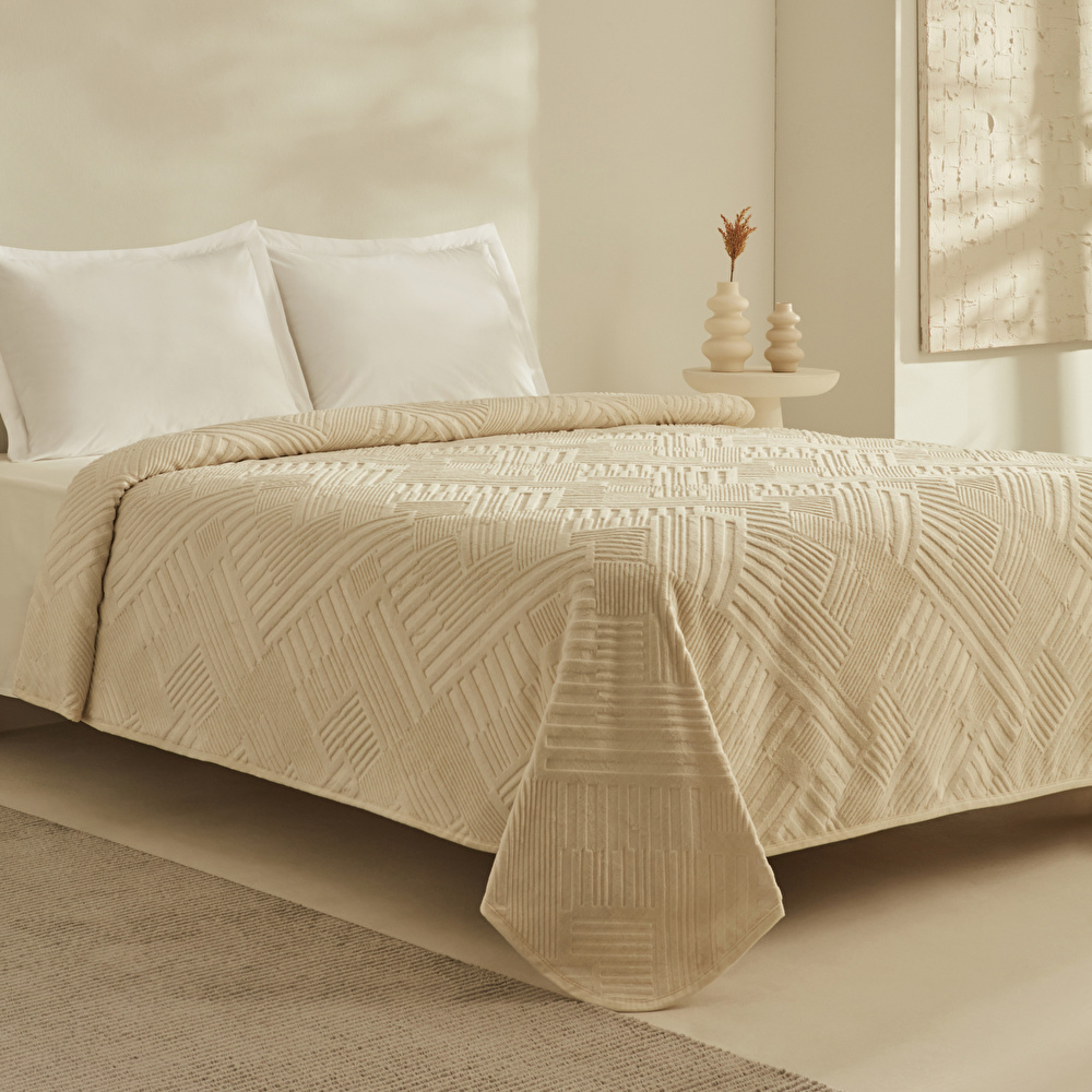 Karaca Home Rita Çift Kişilik Emboss Battaniye Ekru görseli 2
