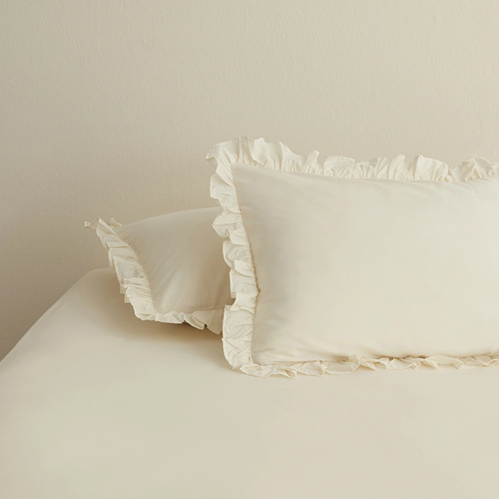 Karaca Home Basic 2'li Fırfırlı Yastık Kılıf Ekru görseli 1