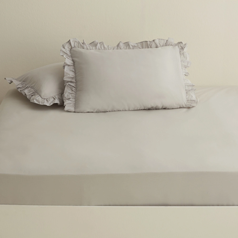 Karaca Home Basic %100 Pamuk Tek Kişilik Düz Çarşaf Gri görseli 1