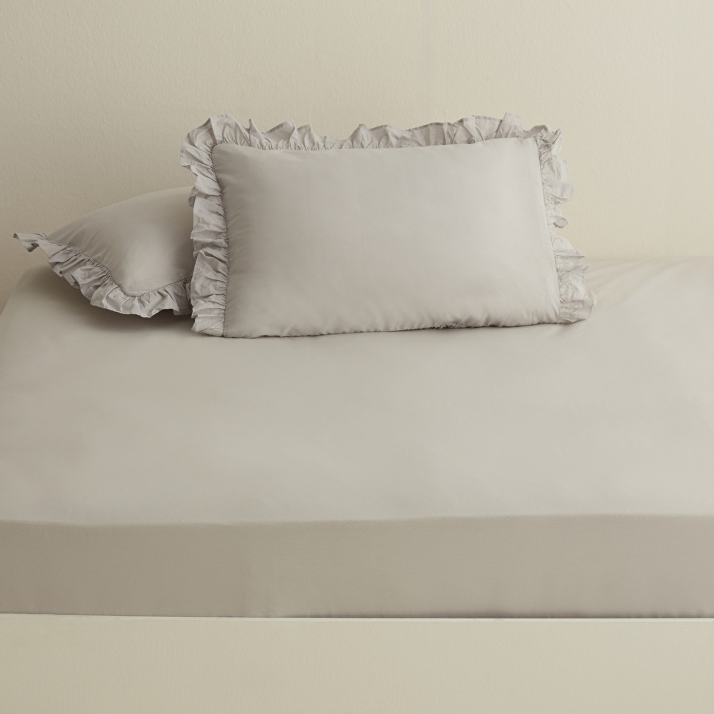 Karaca Home Basic %100 Pamuk King Kişilik Düz Çarşaf Gri görseli 1