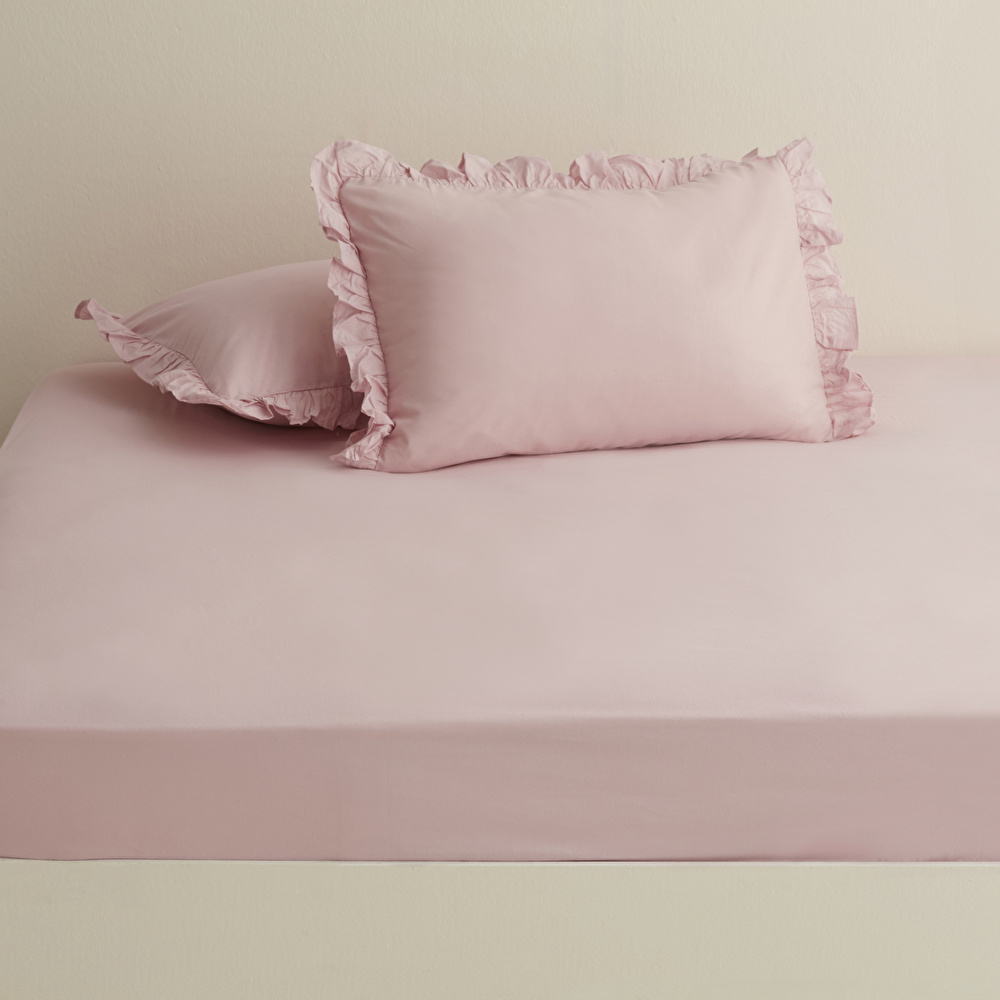 Karaca Home Basic %100 Pamuk King Kişilik Düz Çarşaf Pudra görseli 1