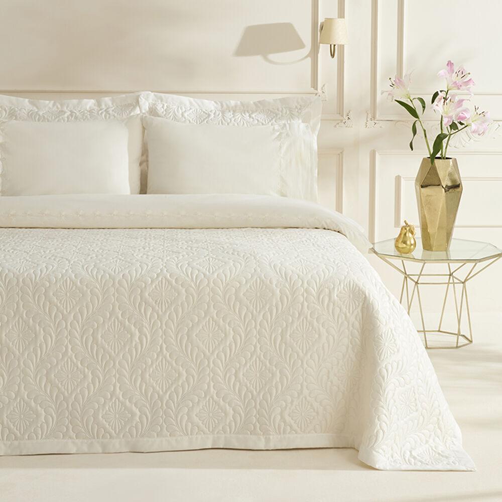 Karaca Home Glory Çift Kişilik %100 Pamuk 7 Parça Düet Set Ekru thumbnail 2