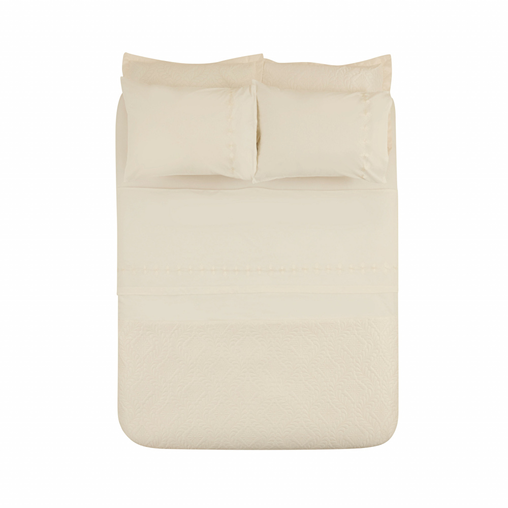Karaca Home Glory Çift Kişilik %100 Pamuk 7 Parça Düet Set Ekru thumbnail 8
