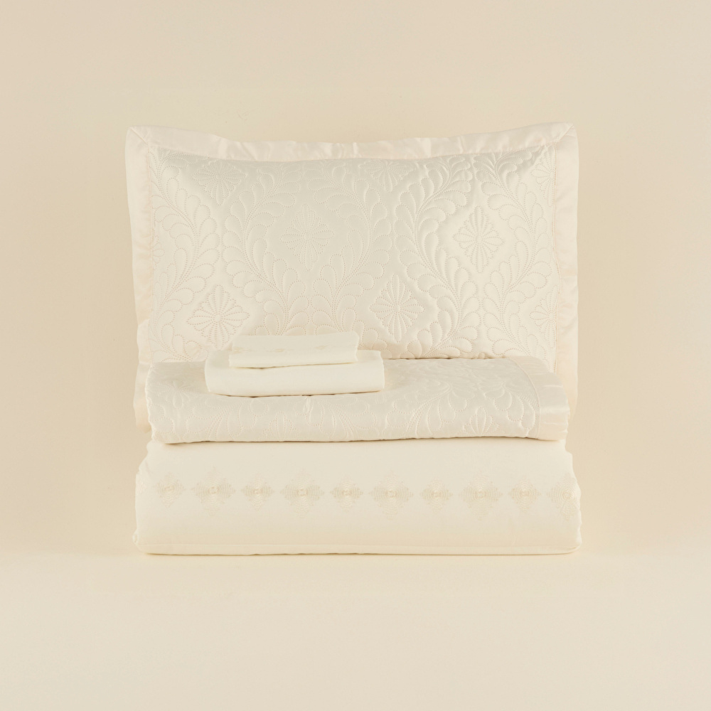 Karaca Home Glory Çift Kişilik %100 Pamuk 7 Parça Düet Set Ekru thumbnail 9