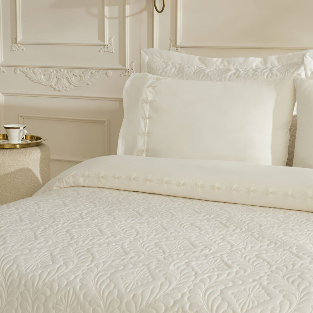 Karaca Home Glory Çift Kişilik %100 Pamuk 7 Parça Düet Set Ekru thumbnail 3