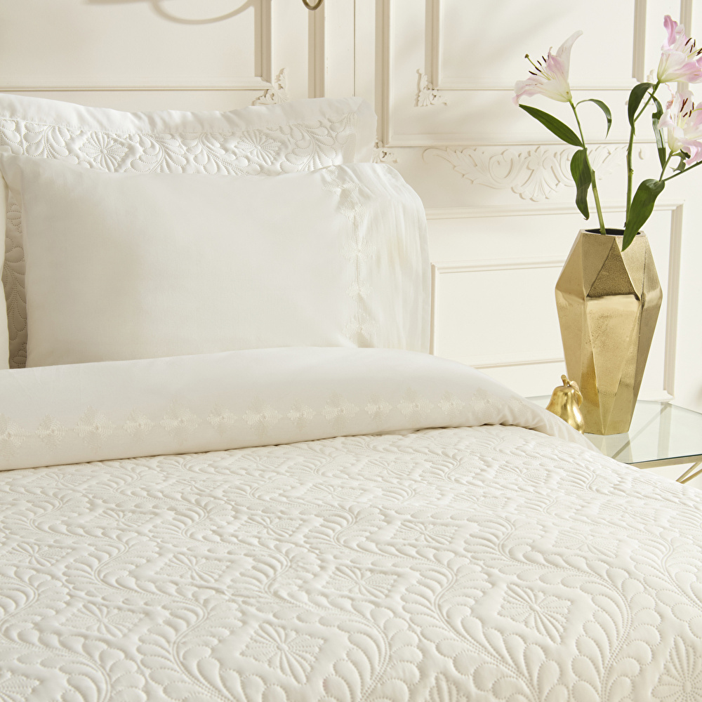 Karaca Home Glory Çift Kişilik %100 Pamuk 7 Parça Düet Set Ekru thumbnail 4