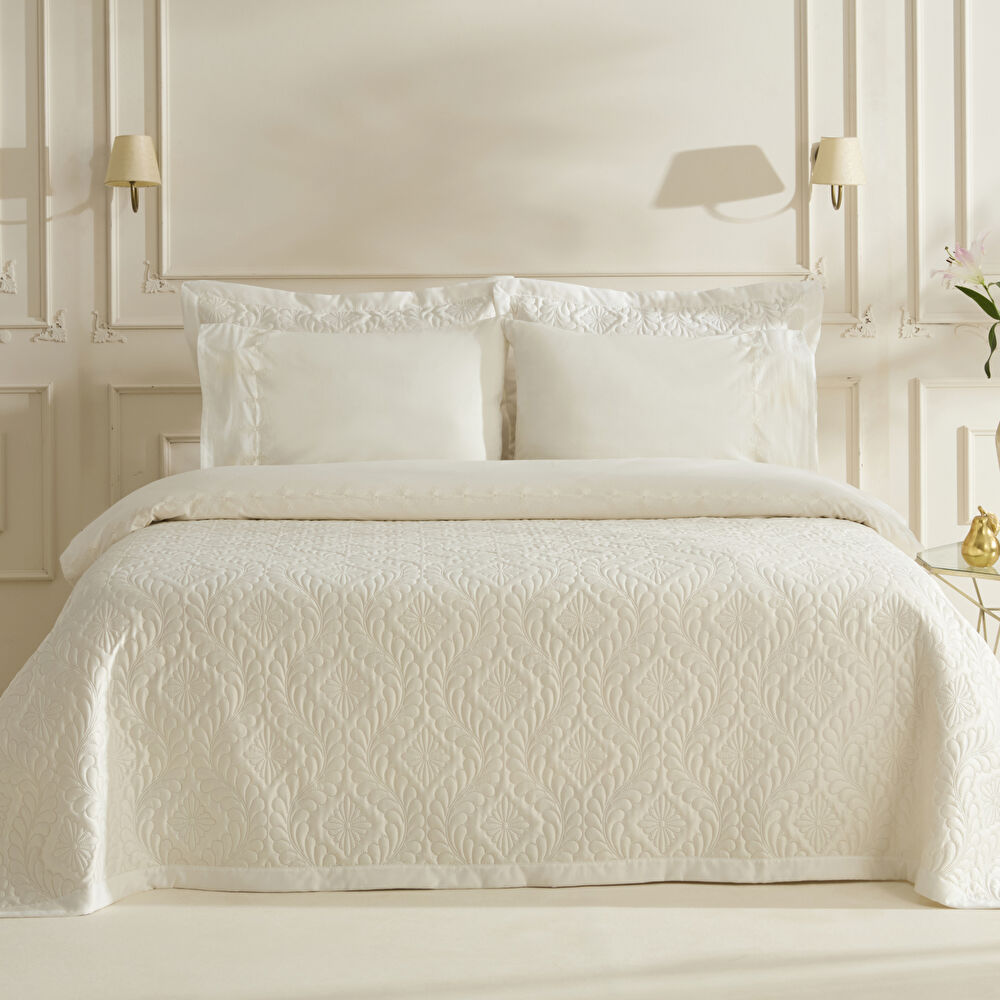 Karaca Home Glory Çift Kişilik %100 Pamuk 7 Parça Düet Set Ekru