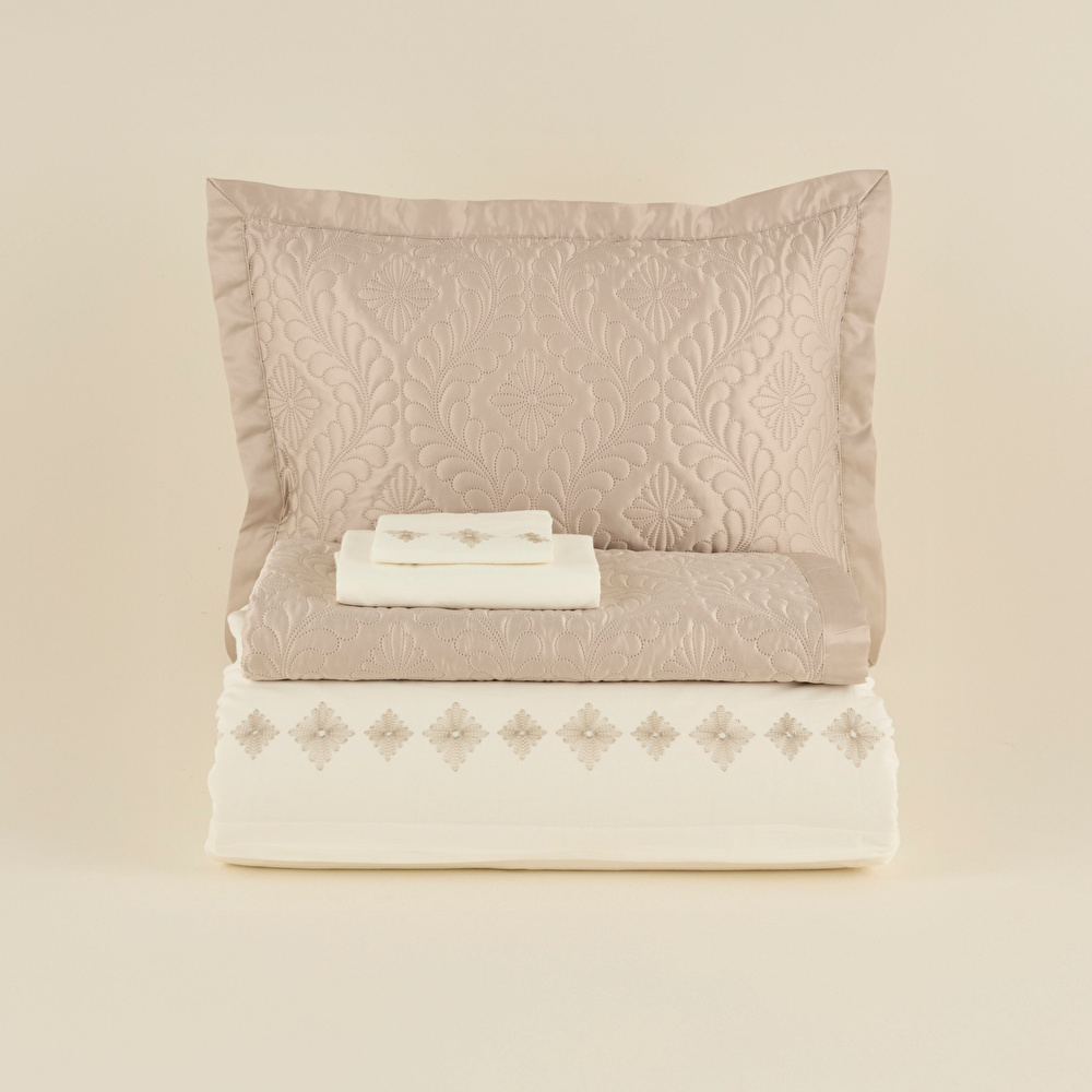 Karaca Home Glory Çift kişilik%100 Pamuk 7 Parça Düet Set Bej thumbnail 9