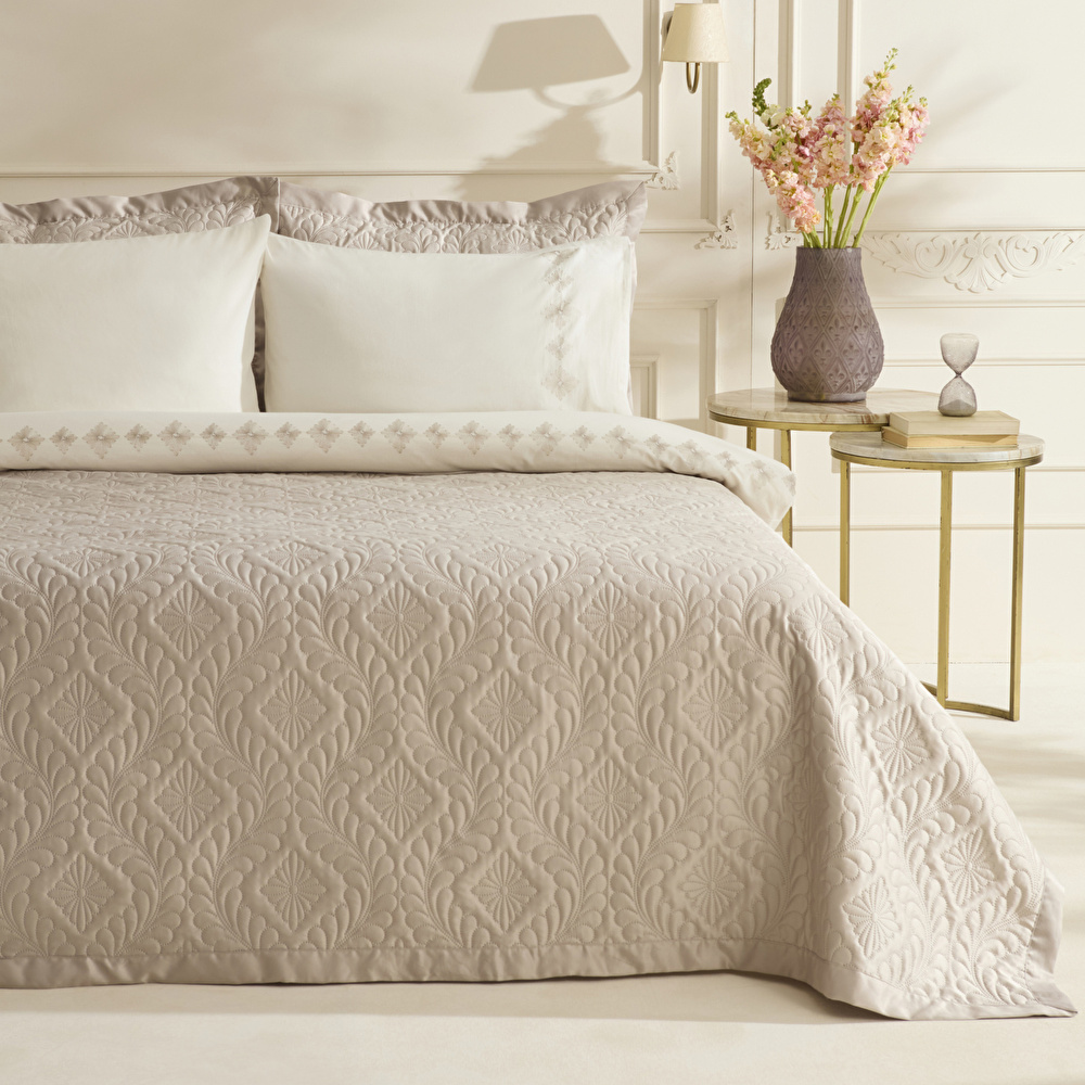 Karaca Home Glory Çift kişilik%100 Pamuk 7 Parça Düet Set Bej thumbnail 3