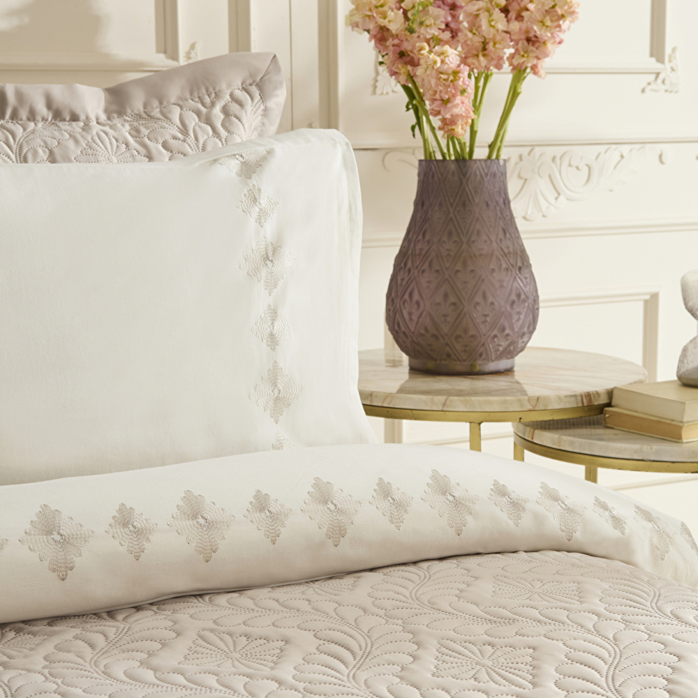 Karaca Home Glory Çift kişilik%100 Pamuk 7 Parça Düet Set Bej thumbnail 4