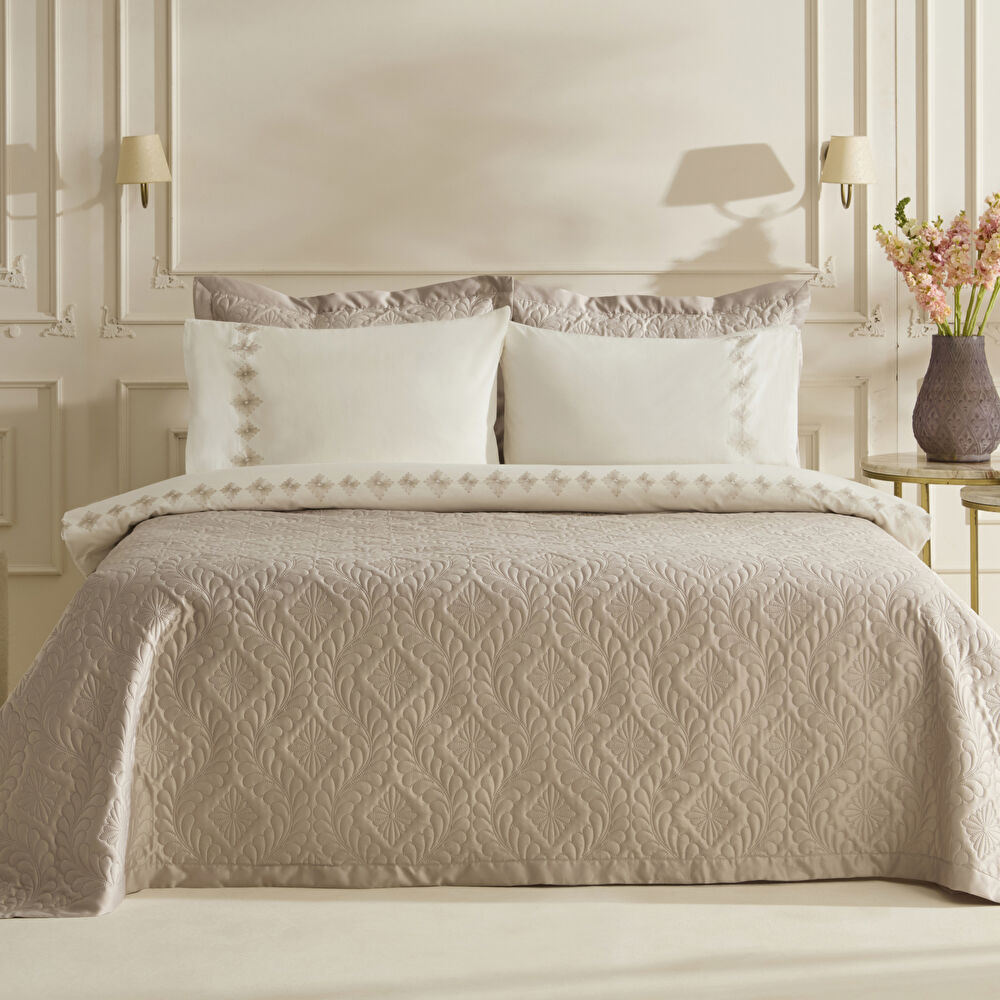 Karaca Home Glory Çift kişilik%100 Pamuk 7 Parça Düet Set Bej