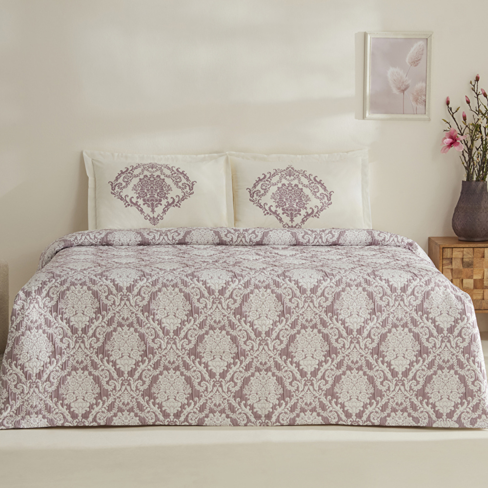 Karaca Home Nolven Çift Kişilik Yatak Örtüsü Seti Mürdüm görseli 1