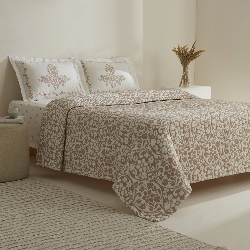 Karaca Home Tiara Çift Kişilik Çarşaflı Yatak Örtüsü Seti Bej görseli 3