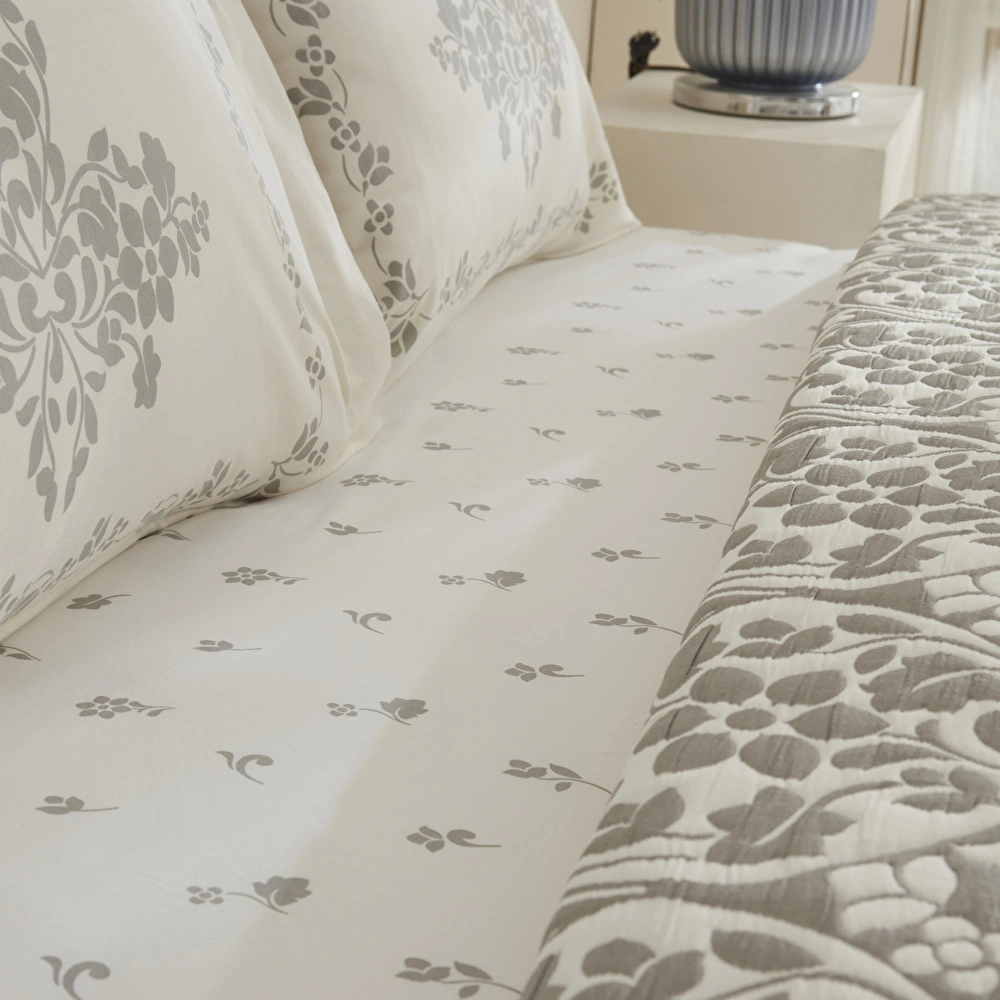 Karaca Home Tiara Çift Kişilik Çarşaflı Yatak Örtüsü Seti Gri görseli 4