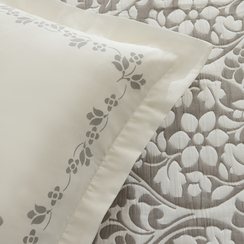 Karaca Home Tiara Çift Kişilik Çarşaflı Yatak Örtüsü Seti Gri görseli 5