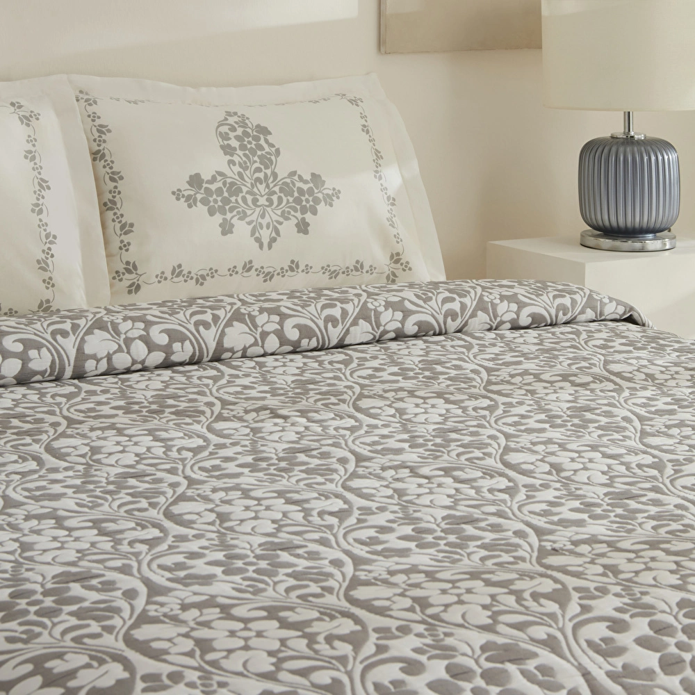 Karaca Home Tiara Çift Kişilik Çarşaflı Yatak Örtüsü Seti Gri görseli 6