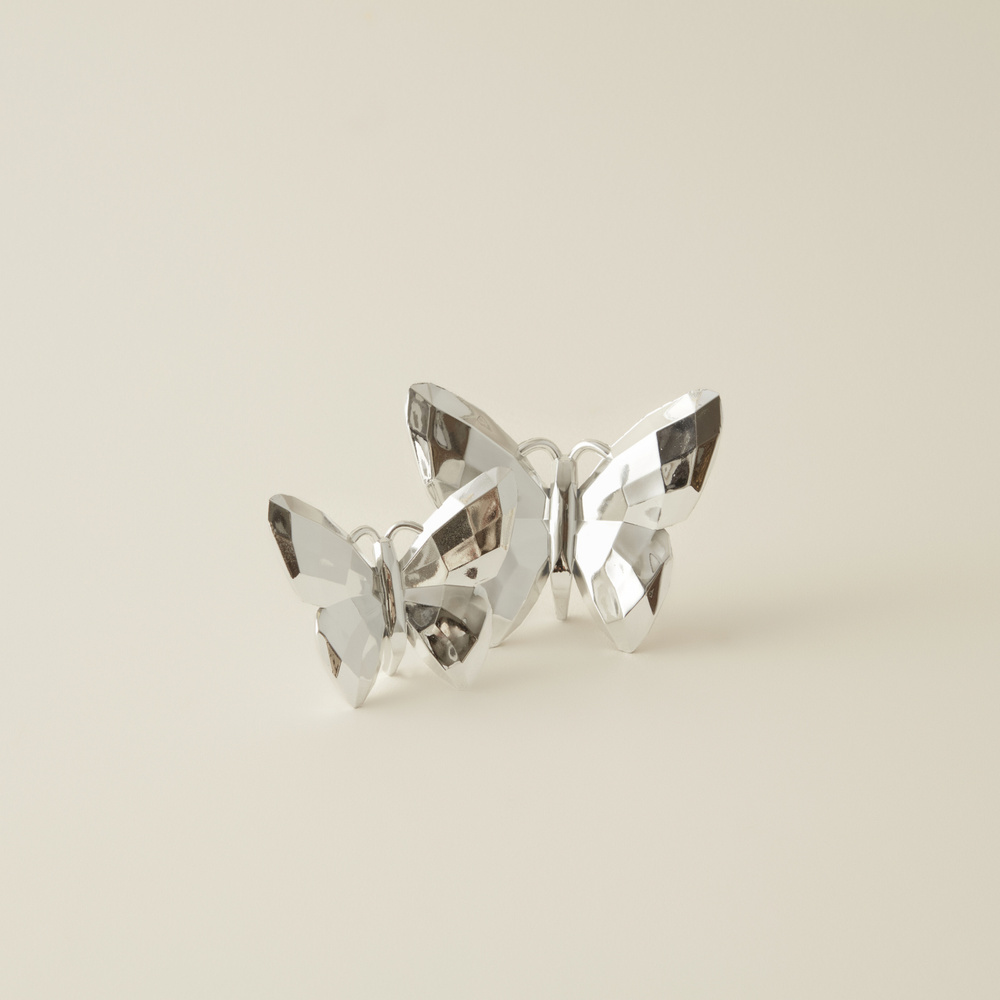 Karaca Home Butterfly 2'li Dekoratif Obje Gümüş 13X4X11,5 Cm görseli 2