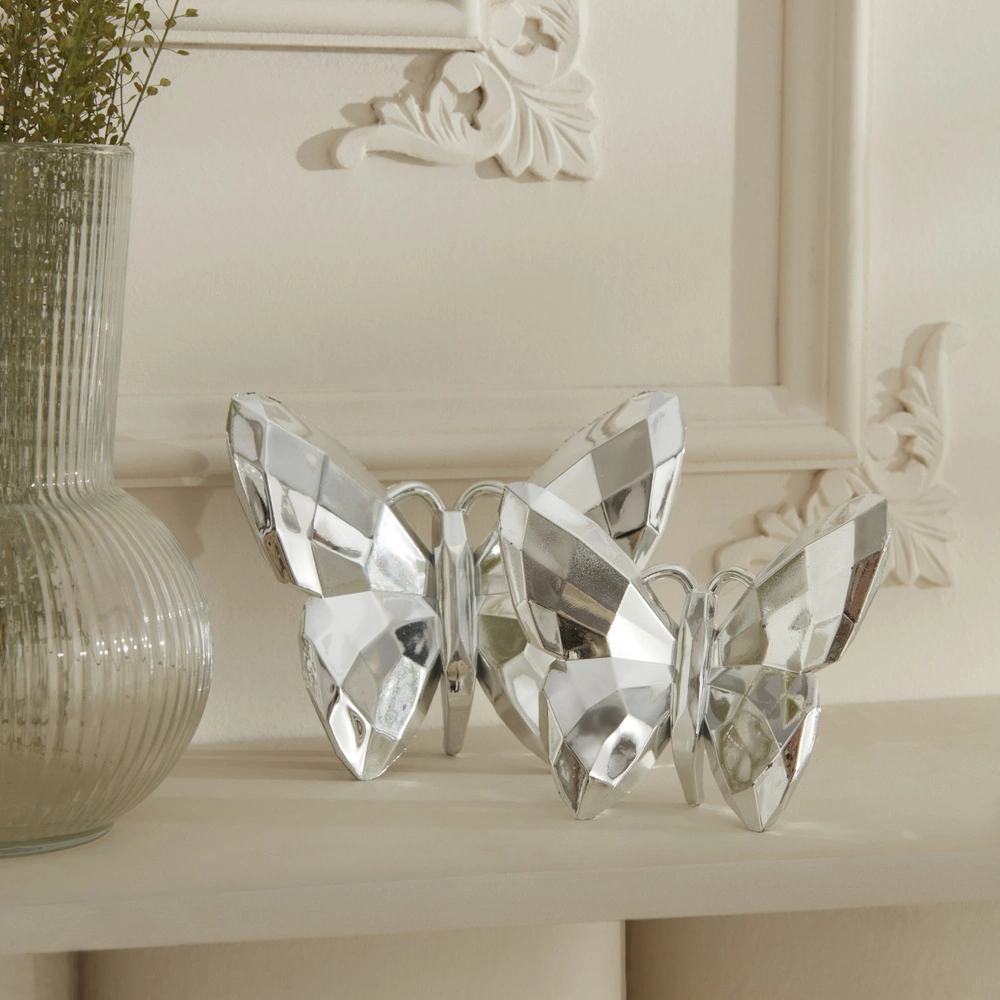 Karaca Home Butterfly 2'li Dekoratif Obje Gümüş 13X4X11,5 Cm görseli 1