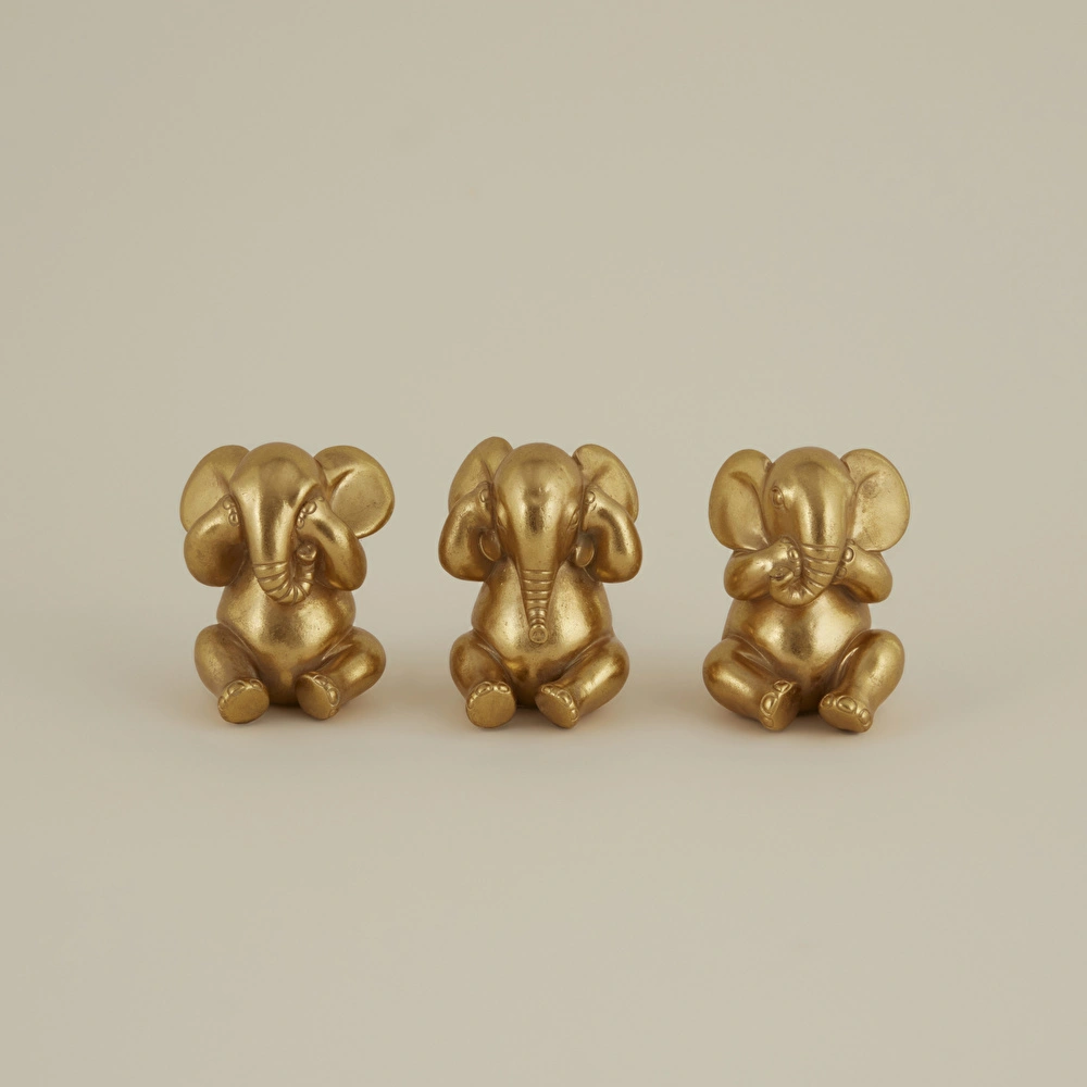 Karaca Home Elephant Biblo Gold 9x9x12 cm görseli 3