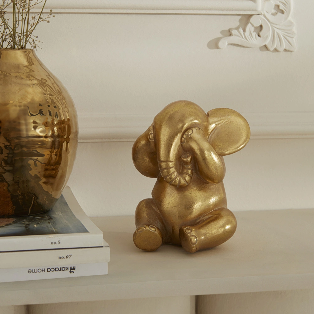 Karaca Home Elephant Biblo Gold 9x9x12 cm görseli 1