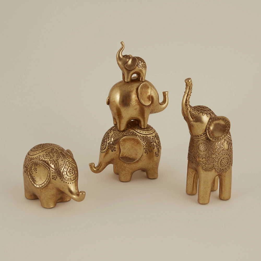 Karaca Home Elephant Biblo Gold 16,5X9,8X11,8CM görseli 3