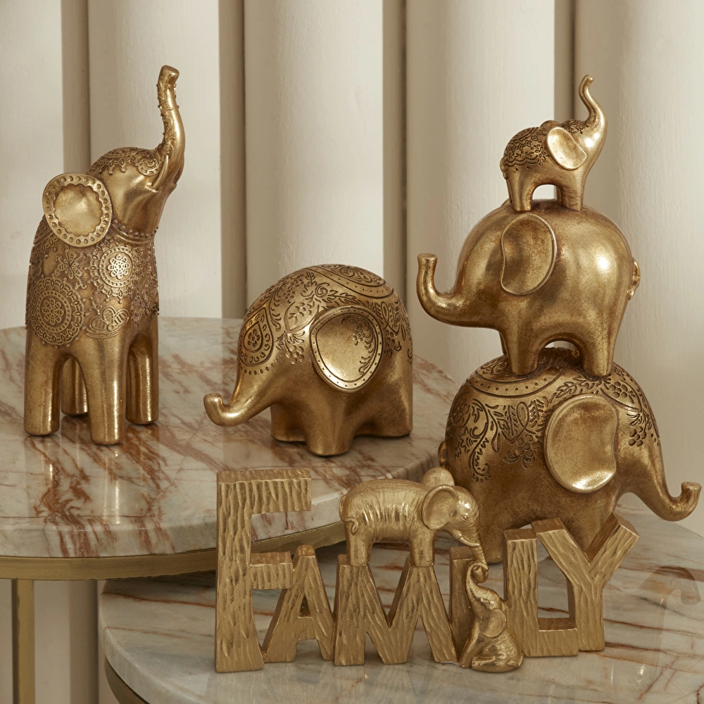 Karaca Home Elephant Biblo Gold 16,5X9,8X11,8CM görseli 4