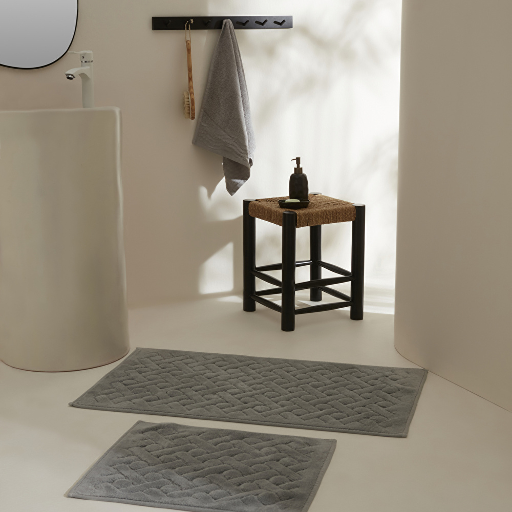 Karaca Home Foley 2'li Banyo Paspası Açık Gri görseli 1