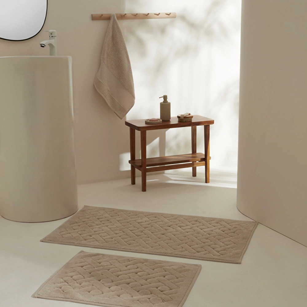 Karaca Home Foley 2'li Banyo Paspası Bej görseli 1