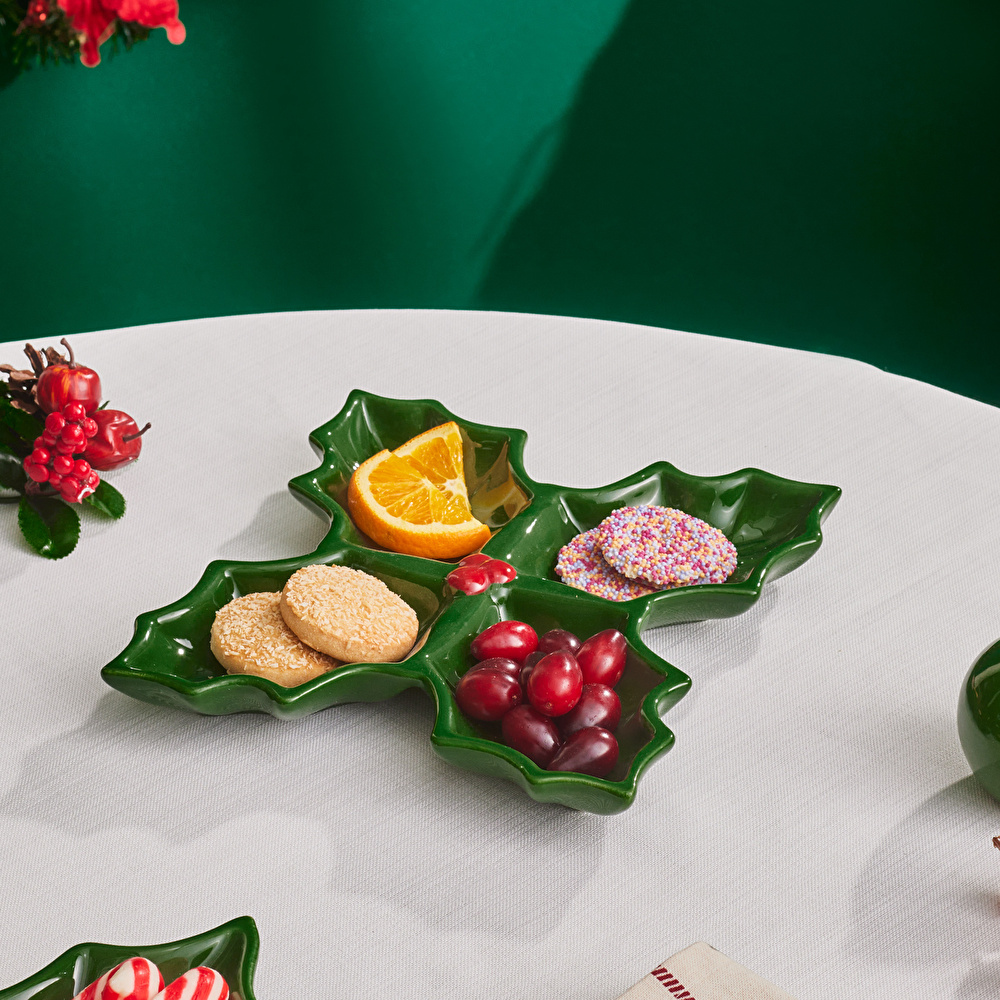 Karaca New Year Yılbaşı Kokina Dört Bölmeli Çerezlik 18 Cm  görseli 1