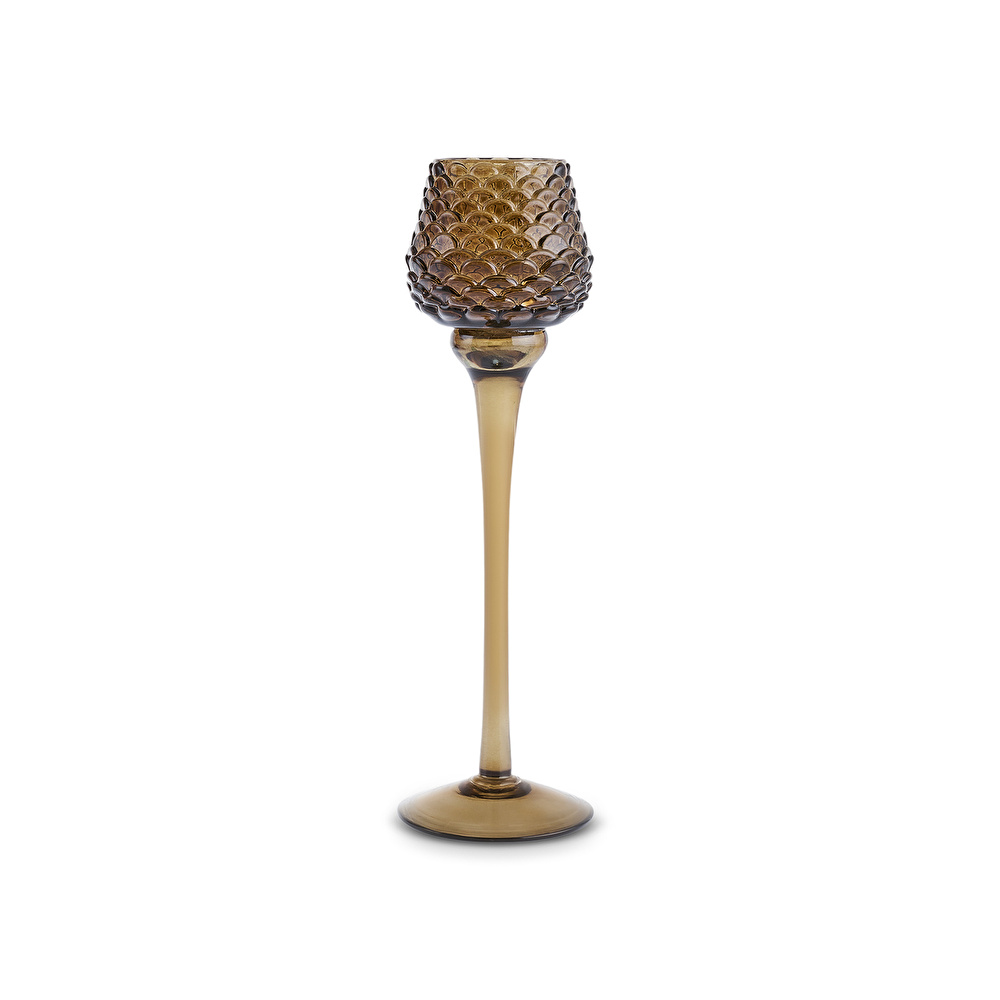 Karaca Home Pinecone Ayaklı Mumluk Kahverengi 8x8x26,5 cm görseli 3