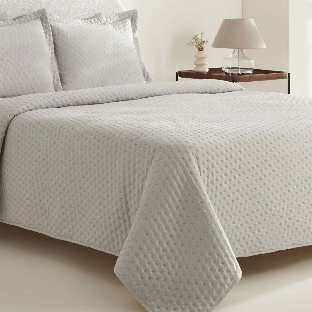 Karaca Home Breeze Soft Çift Kişilik Yatak Örtüsü Gri thumbnail 2