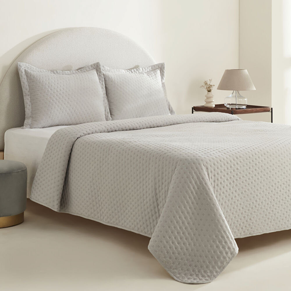 Karaca Home Breeze Soft Çift Kişilik Yatak Örtüsü Gri thumbnail 3