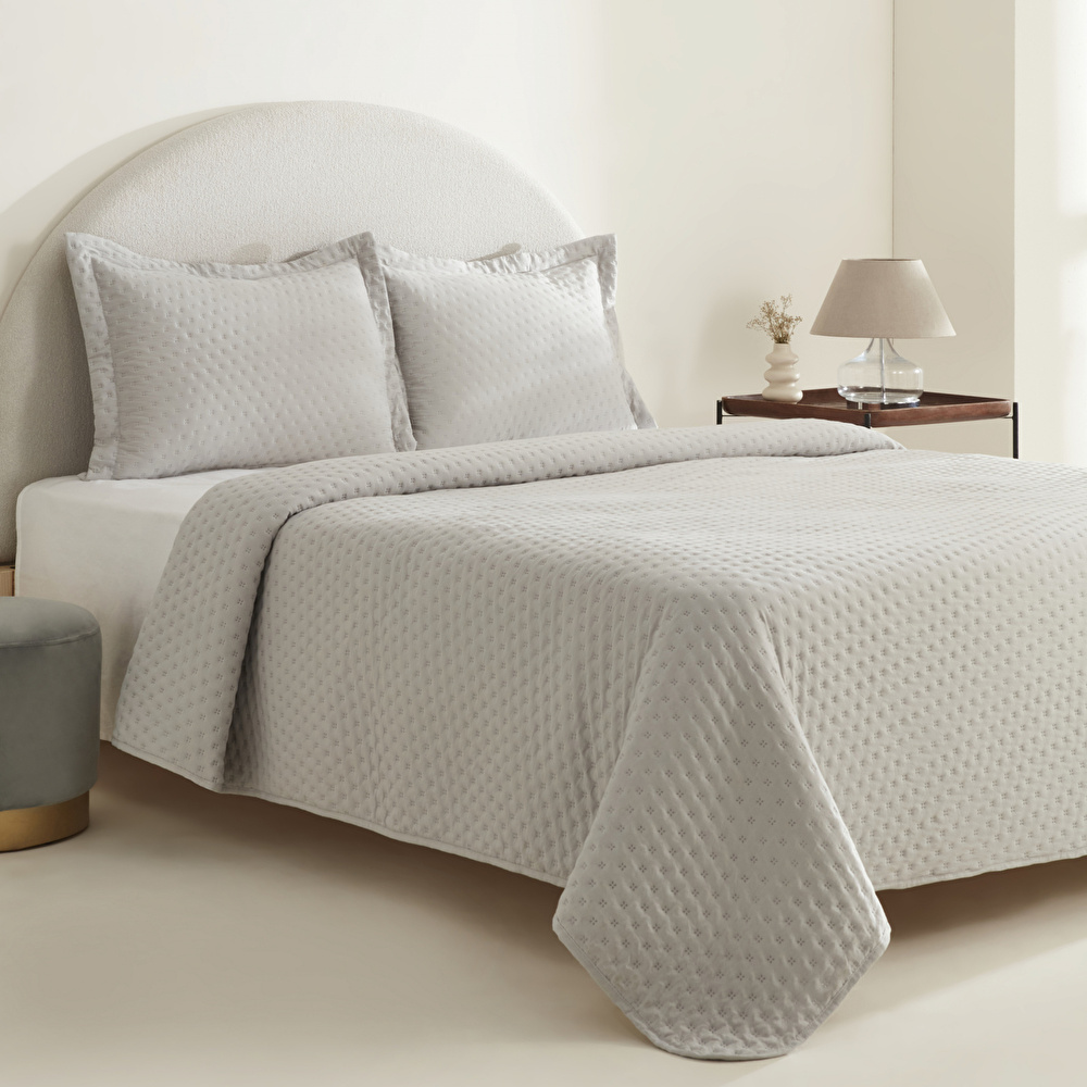 Karaca Home Breeze Soft Tek Kişilik Yatak Örtüsü Gri görseli 3