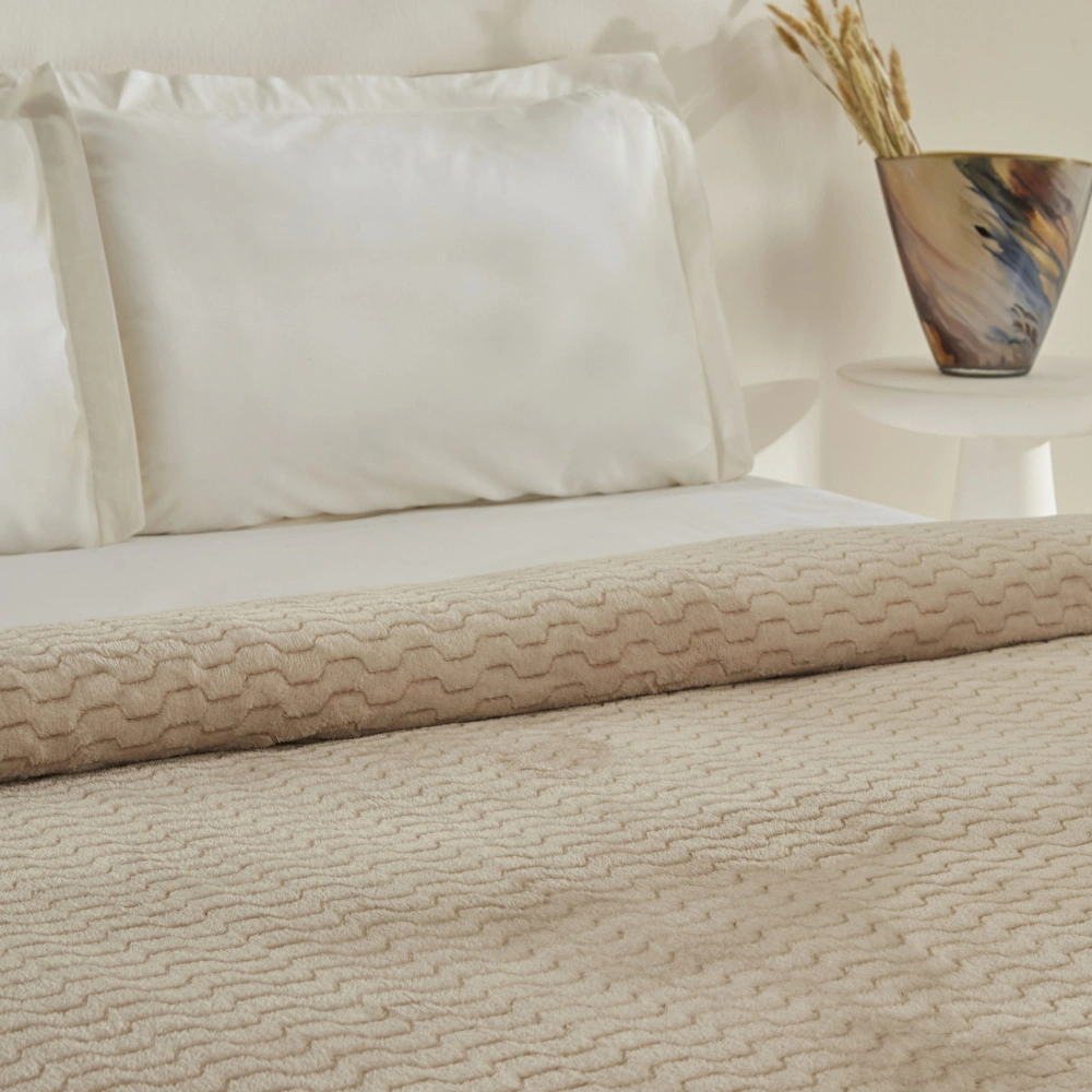 Karaca Home Raunda Çift Kişilik Wellsoft Battaniye Ekru  görseli 3