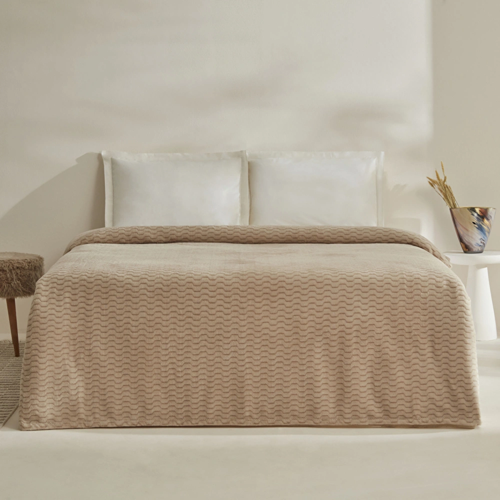 Karaca Home Raunda Tek Kişilik Wellsoft Battaniye Ekru görseli 1