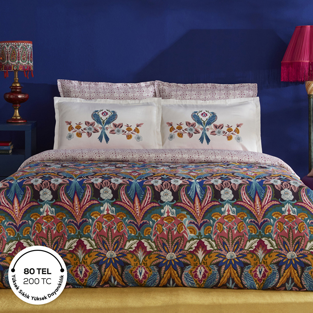 Karaca Home Marsey Çift Kişilik Saten Nevresim Takımı Multicolor görseli 1