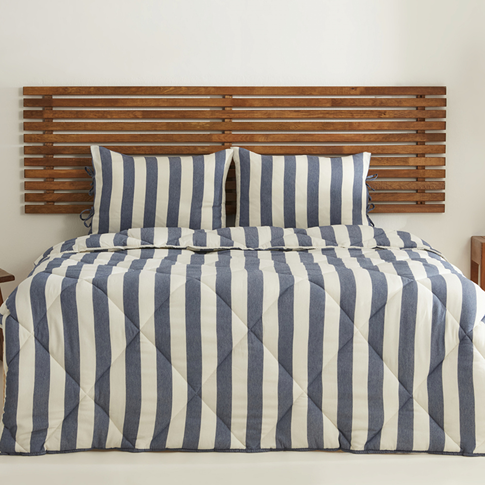 Sarah Anderson Barlet Çift Kişilik Comfort Set/Uyku Seti Çizgili Mavi görseli 1